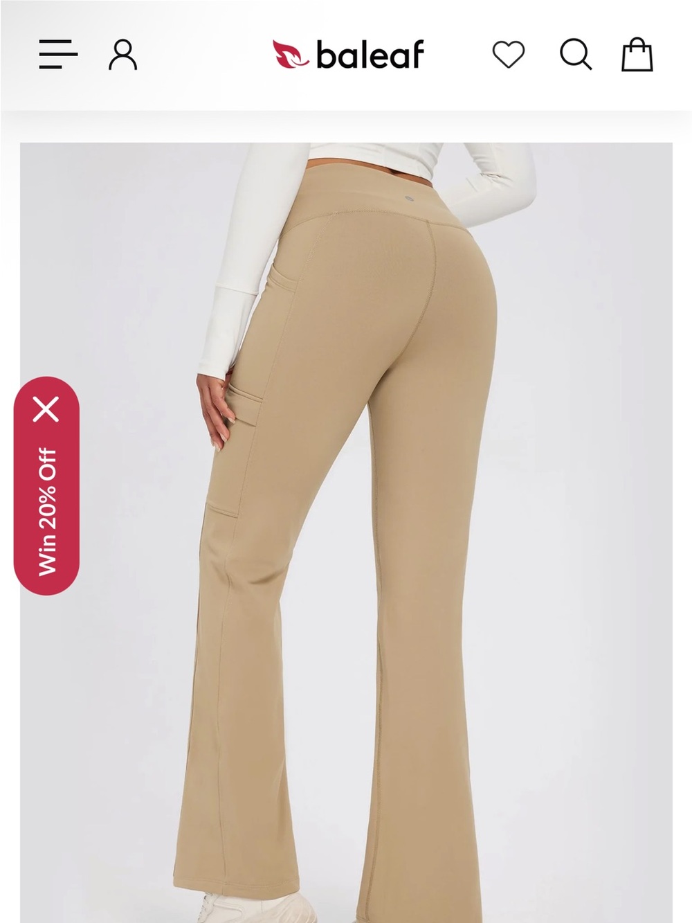 Baleaf Fleece lined water resistant Cargo Flare Leggings size large - Picture 7 of 8